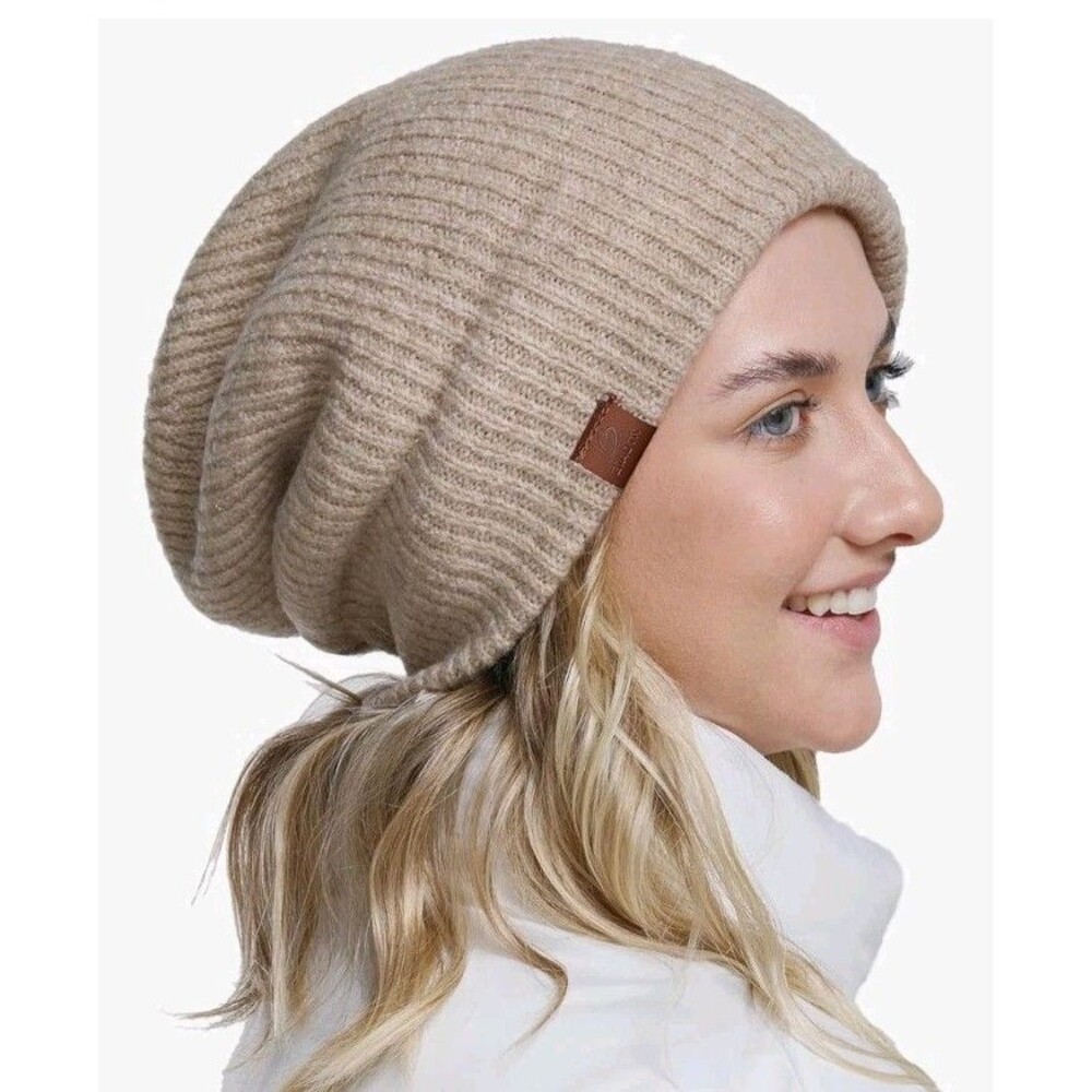 Large Slouchy Winter Hat For Cold Weather Warm Loose Cuffed Beanie